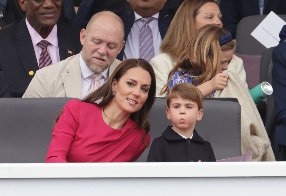 Cheeky Louis again pulled faces - much like he did on the balcony on Thursday