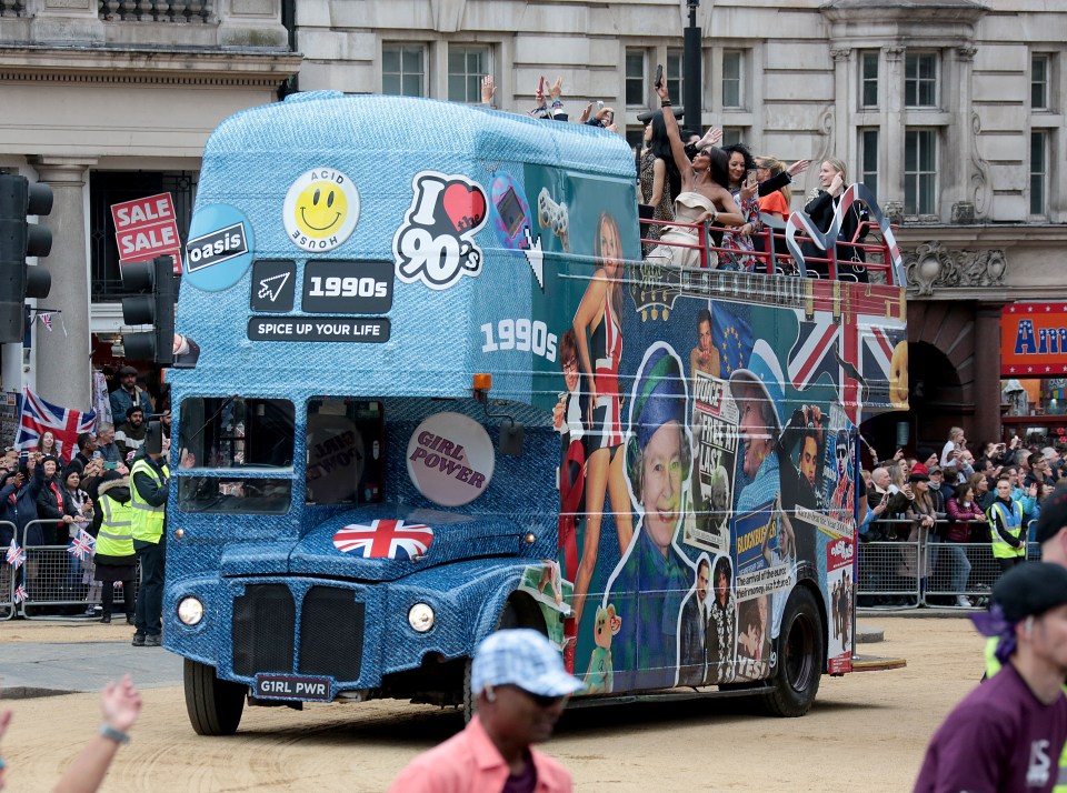 The 90's bus during the Platinum Jubilee Pageant in June