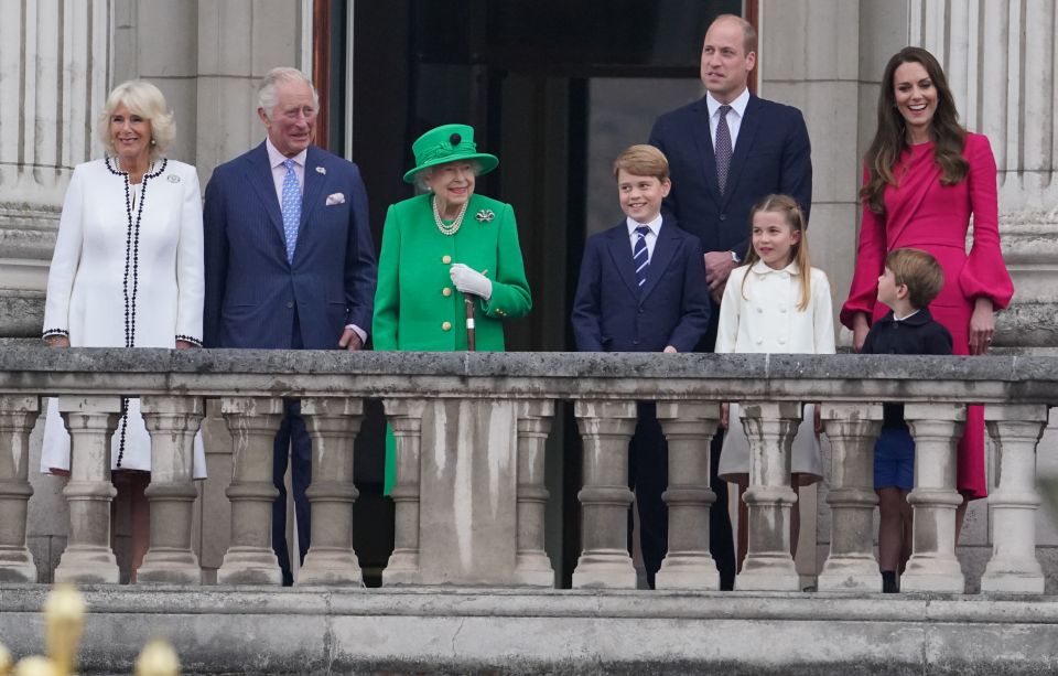 The Queen made a surprise appearance on the Buckingham Palace balcony yesterday - but Harry and Meg were absent