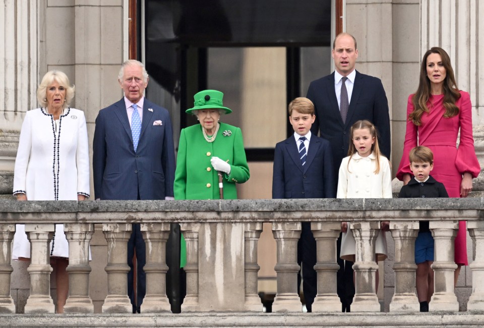 The youngsters joined the Queen alongside their parents, the Duke and Duchess of Cambridge, Prince Charles and Camilla for the closing event