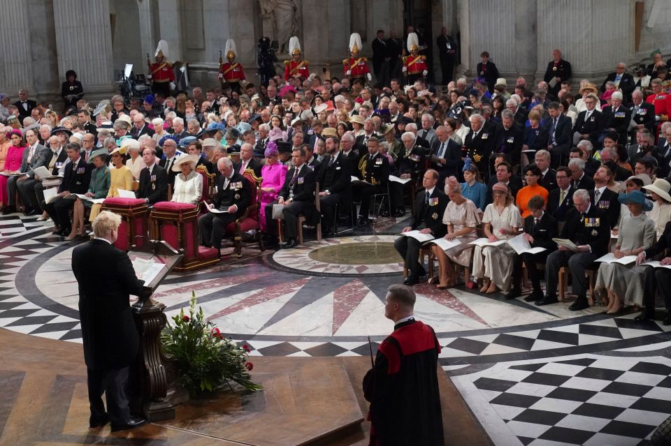 William sat with the Royals on one side of the cathedral, while Harry was on the other