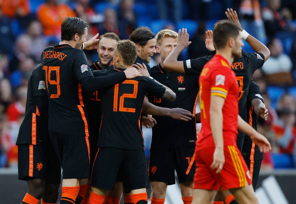 Koopmeiners was mobbed by his team-mates after scoring his first international goal