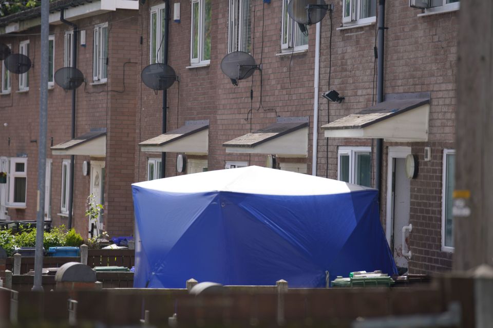 A tent at the scene in Bednal Avenue, Miles Platting