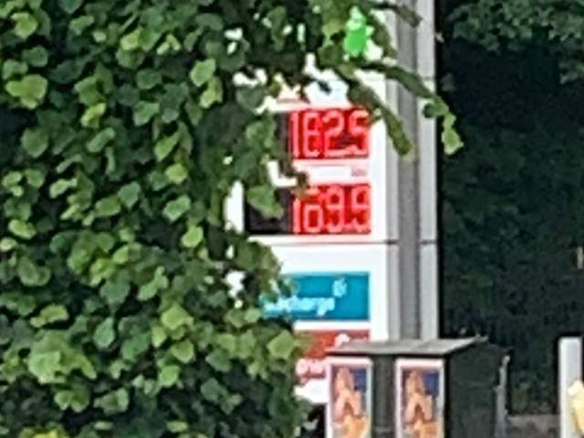 Pump prices at the Shell on Queenstown Road, in Nine Elms, in Battersea were at £1.82