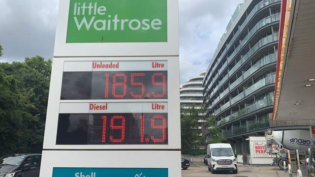 Within three minutes, the cost per litre changed to £1.85