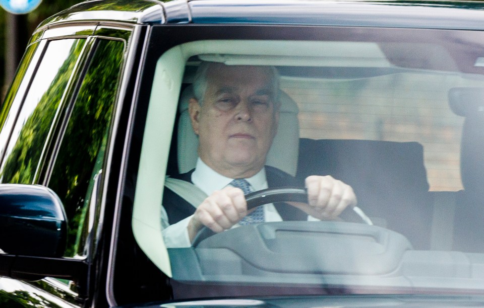 Prince Andrew driving from his Royal Lodge home to Windsor Castle