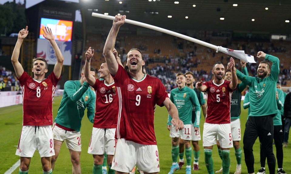 Hungary celebrated a famous 4-0 win after thumping England