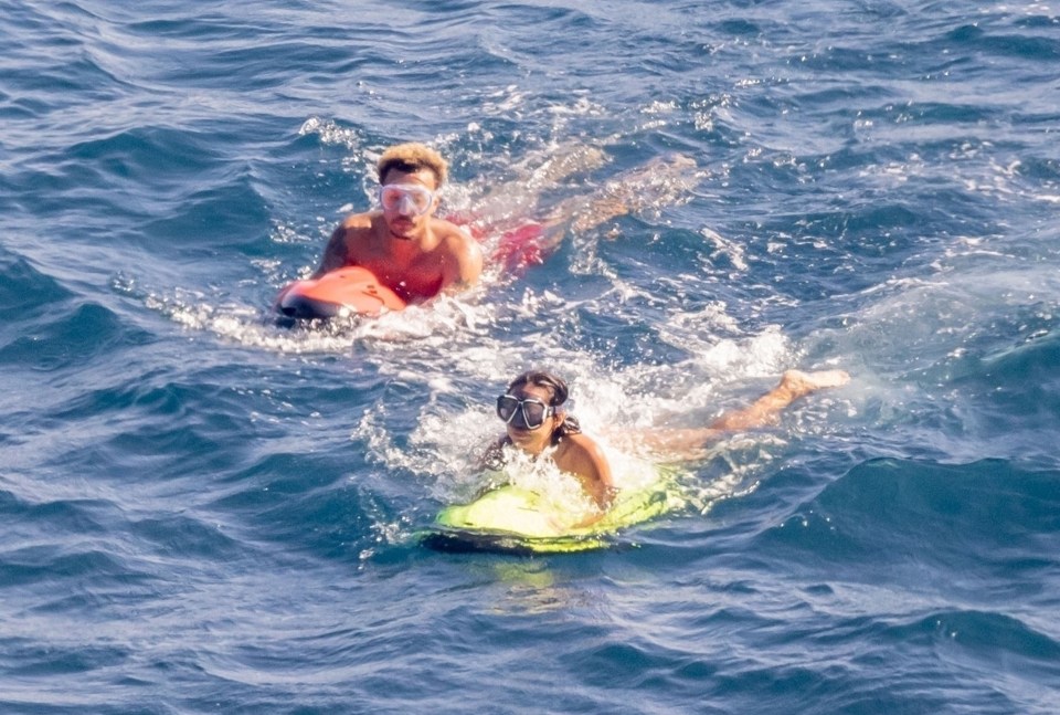 The duo headed into the water on Scubajets