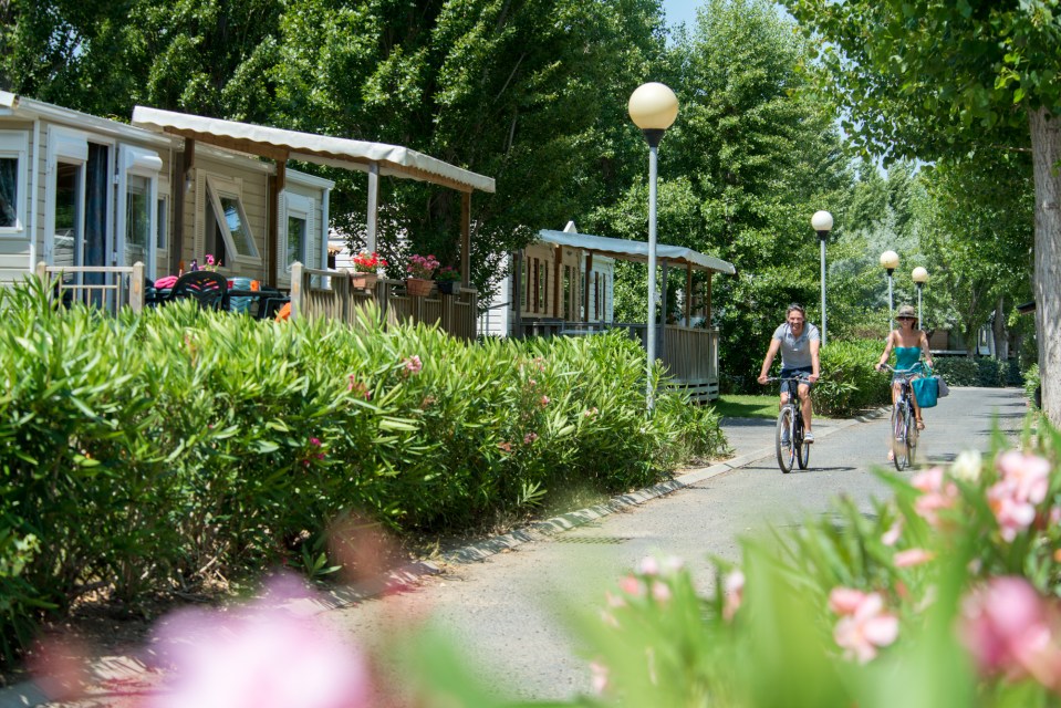 The mobile homes on Siblu’s La Carabasse holiday park are set in quiet tree-lined avenues with their own outside space