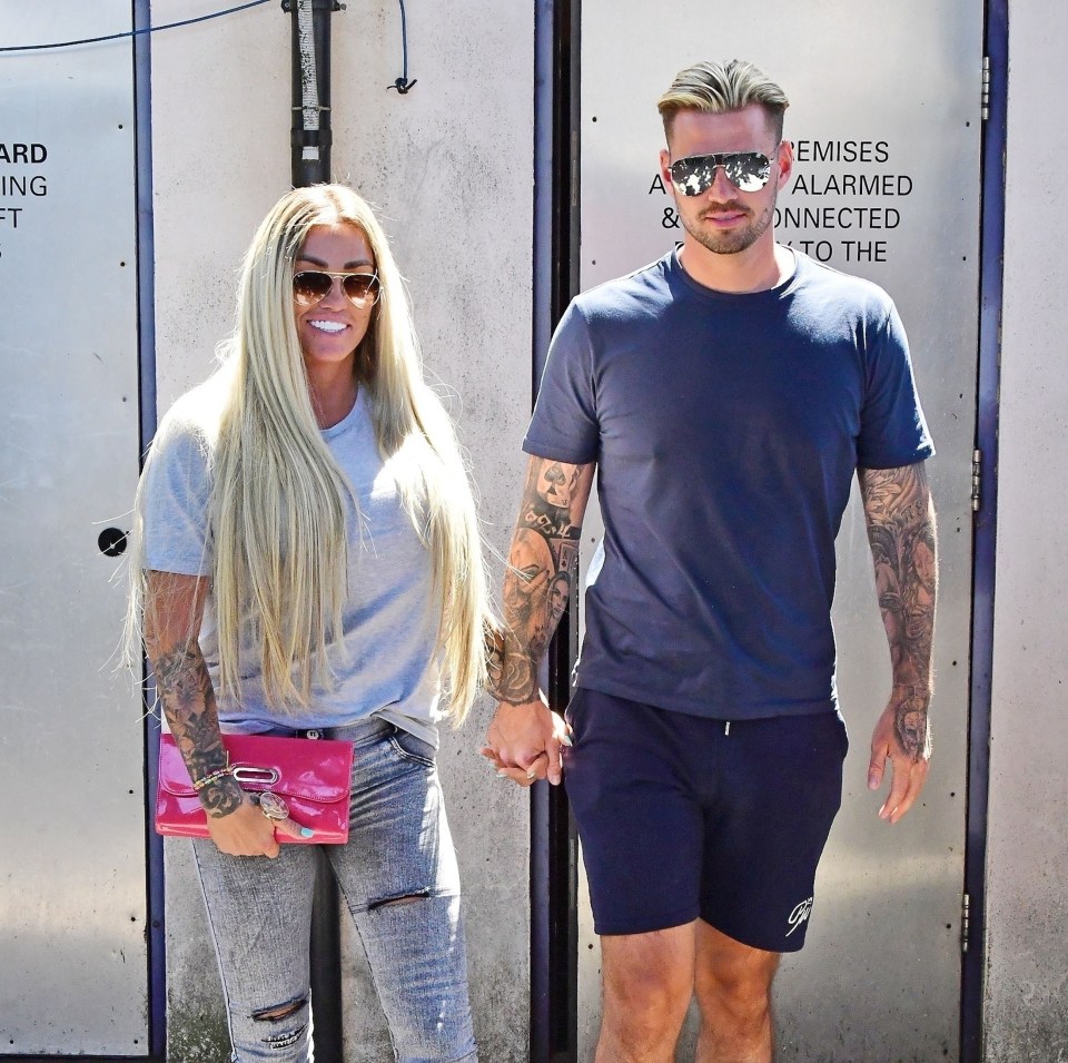 Katie Price and Carl Woods looked very alike today with matching blonde hair