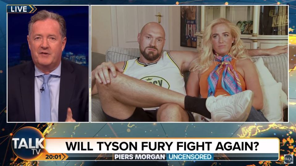 Tyson Fury and wife Paris appeared on Piers Morgan's TalkTV tonight