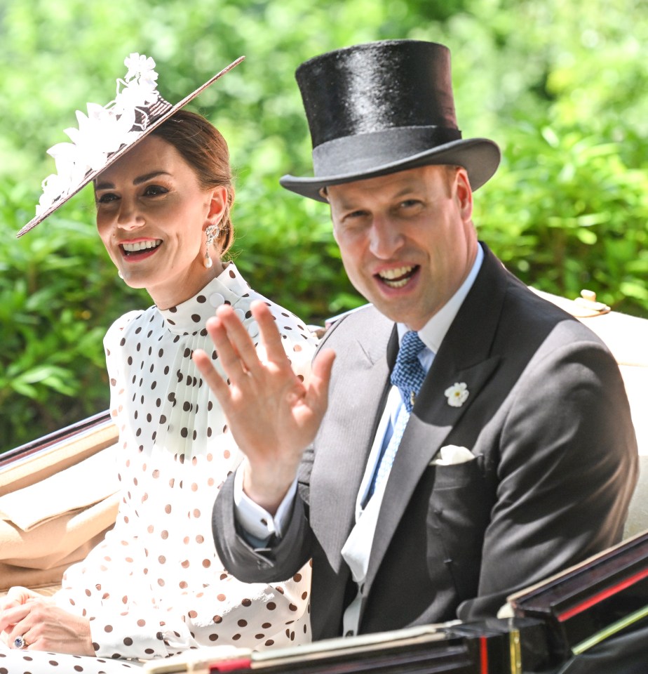 The Duke and Duchess were all smiles as they waved at racegoers