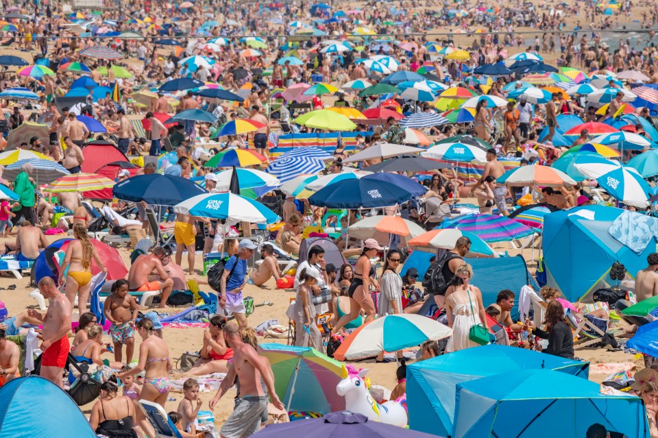 Bournemouth Beach is heaving with crowds of Brits