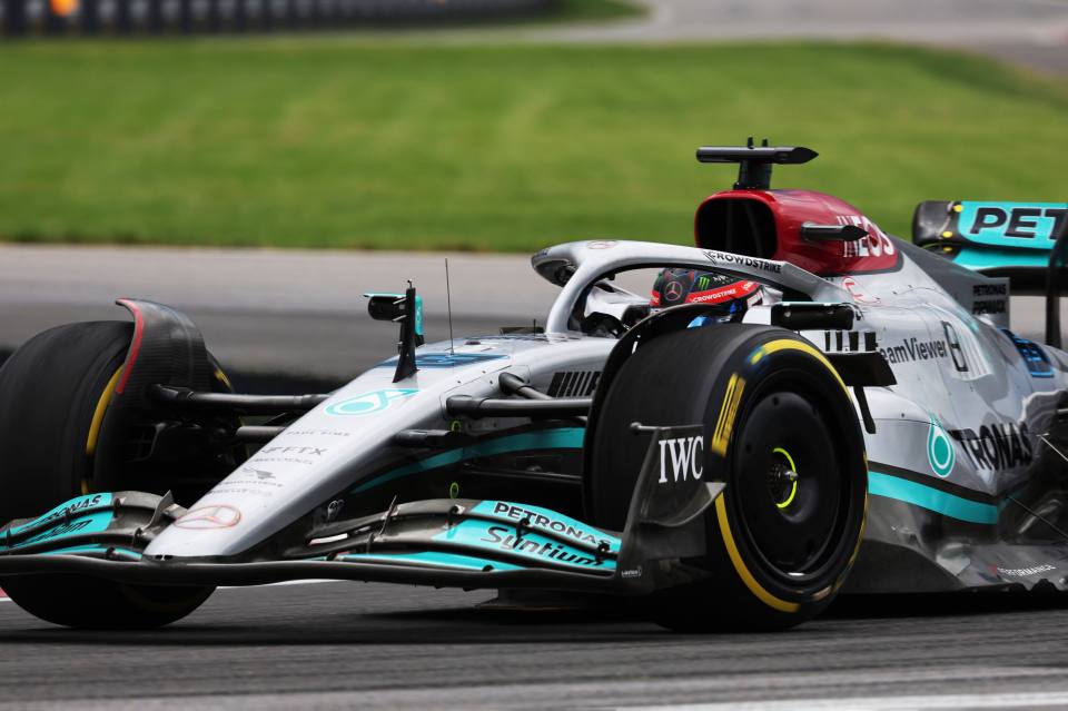 Hamilton in action during practice ahead of the Canadian Grand Prix