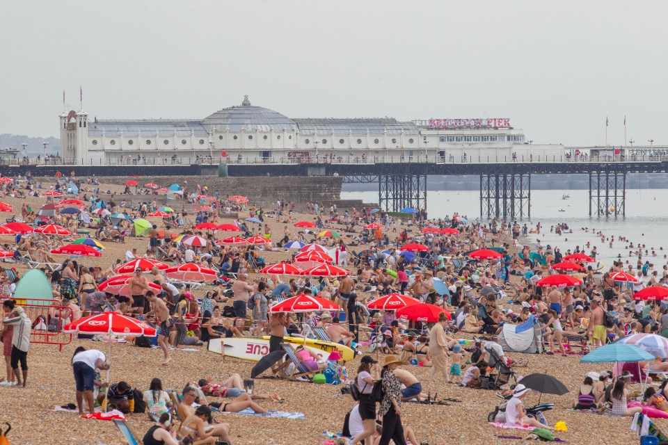 Brighton Beach was heaving earlier today