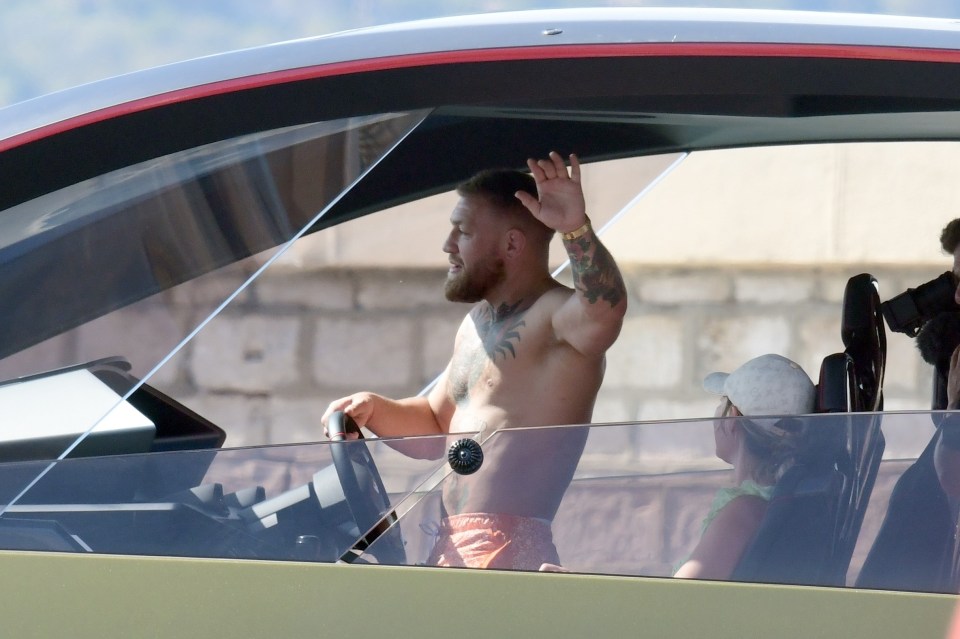 Conor McGregor was spotted driving his luxury yacht in the harbour of St Tropez