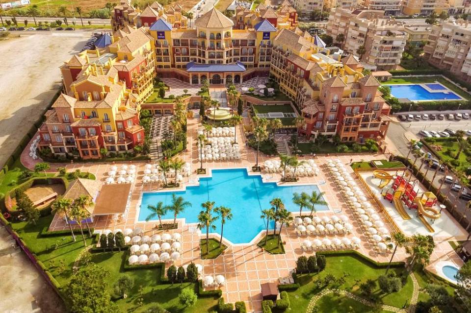 The splash park at Iberostar Malaga Playa has three waterslides and a tipping bucket