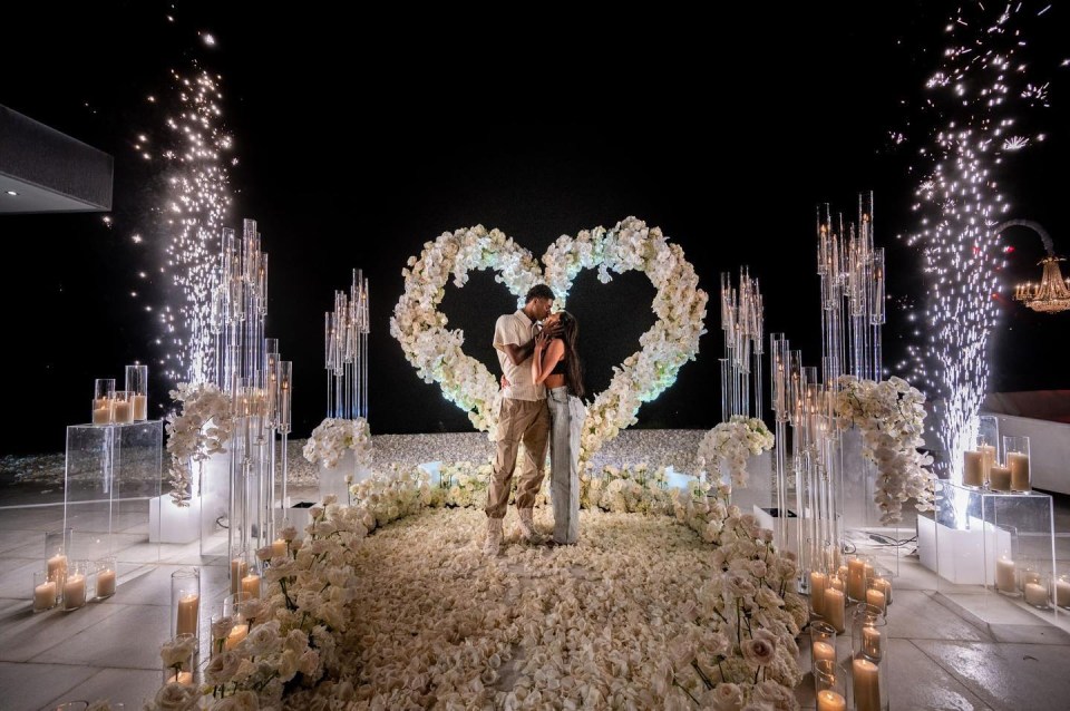 Old Trafford striker Marcus Rashford posted this snap himself after his LA engagement to long-term girlfriend Lucia Loi