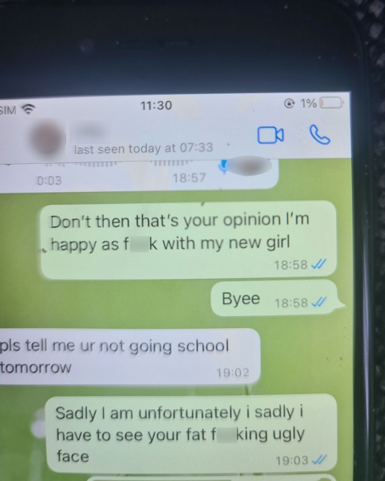 She discovered the vile messages on his phone and was appalled by what he'd written