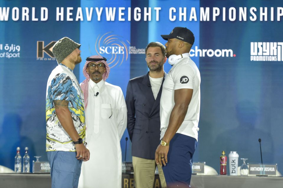 Oleksandr Usyk and Anthony Joshua came face-to-face in Jeddah ahead of their rematch