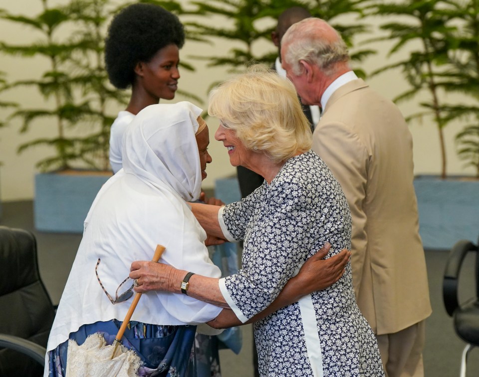 The Duchess hugs survivor Uzamukunda Walida