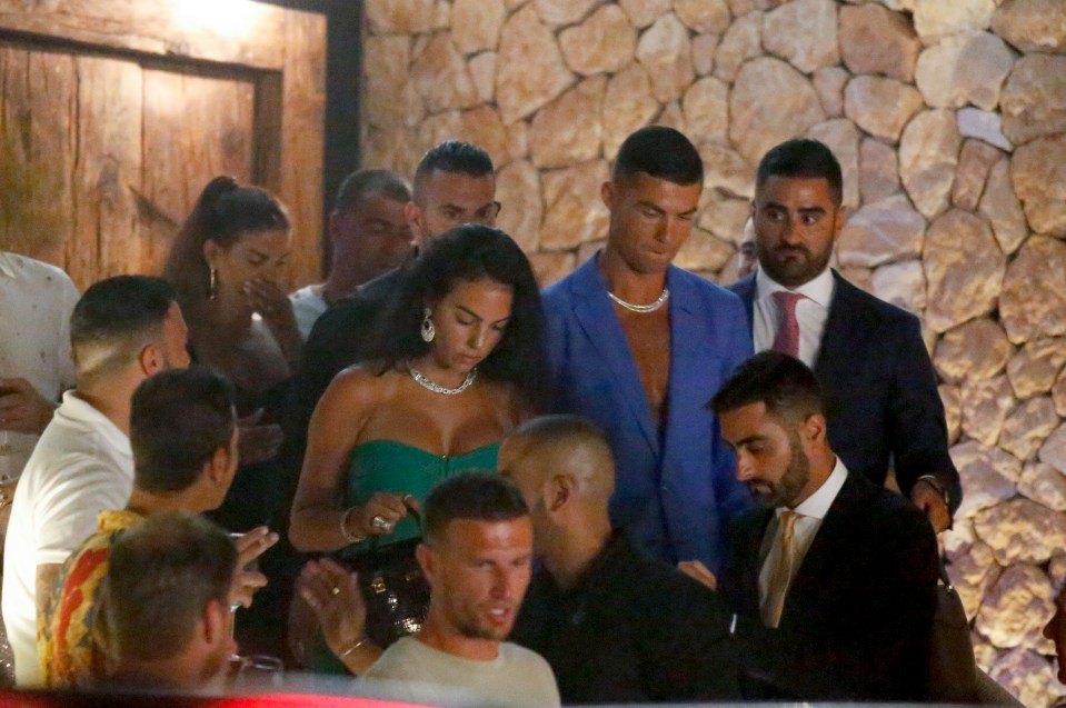 Ronaldo and Georgina were accompanied by friends as they left the venue