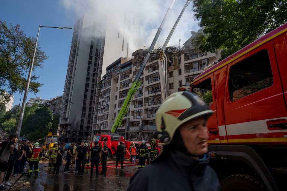 Emergency services trying to rescue people after the attack