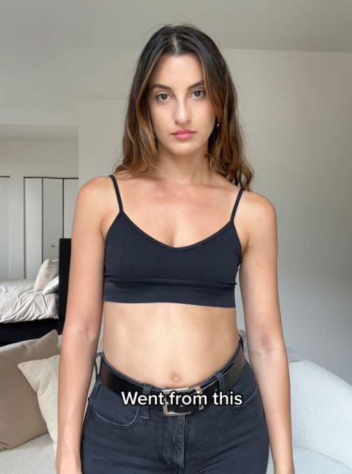 Model Kholood Brieche demonstrated how she gets rid of her bloated belly when she has a job