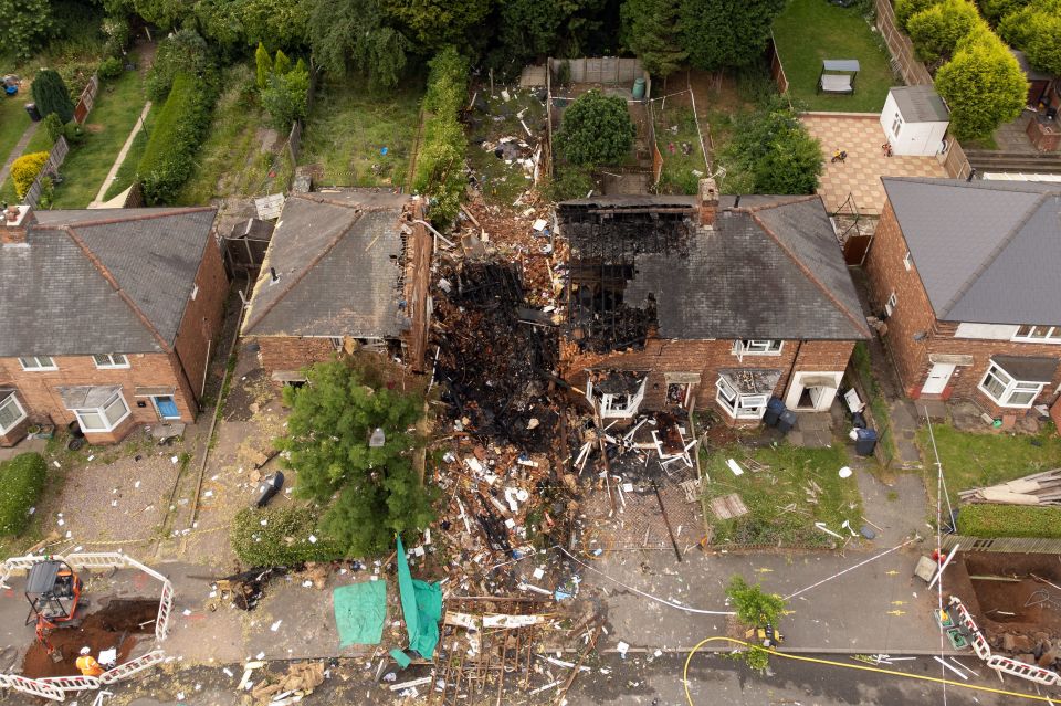 One house was completely destroyed and three badly damaged