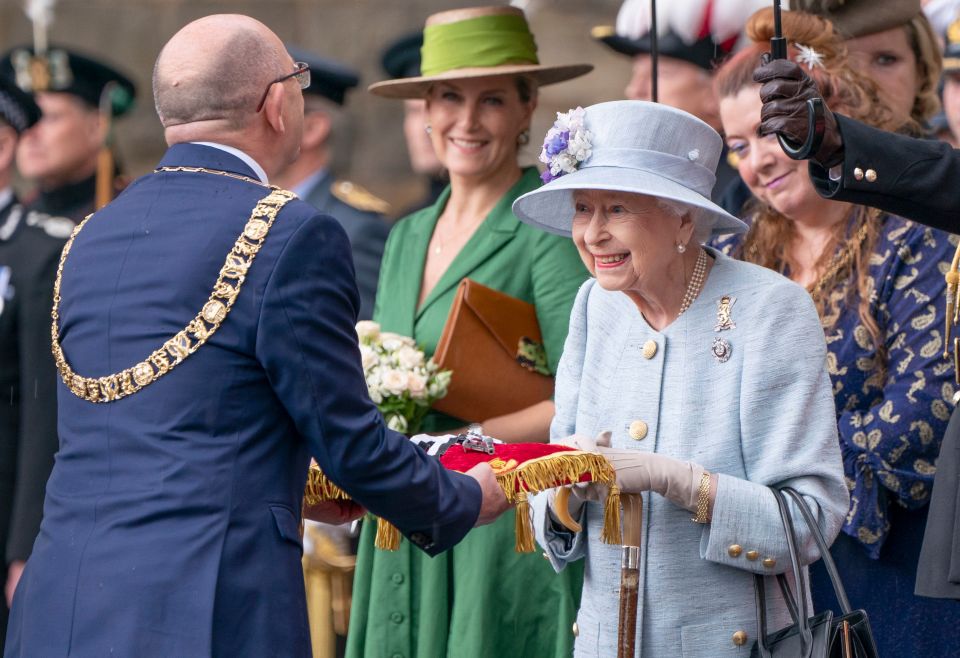 She smiled happily at the Ceremony of the Keys in Edinburgh, at which she is symbolically offered the city’s keys by the Lord Provost