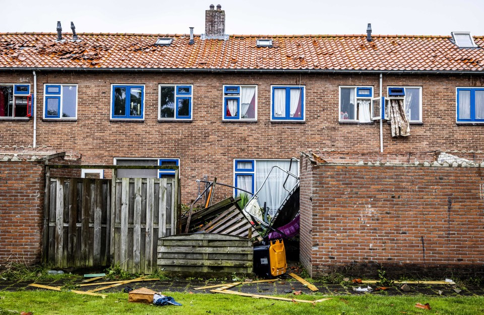 A building damaged by a tornado in Zierikzee