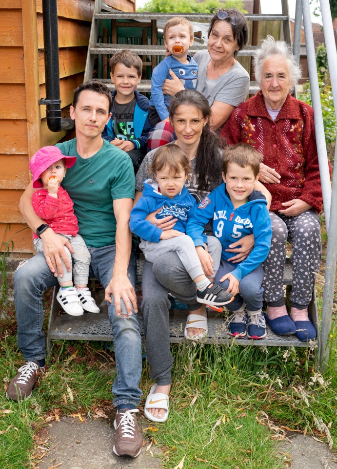 Maxim and Olga moved in with their mums Olena, 60, Hanna, 69, twins Maksym and David, 7, Amiran and Tamerlane, 2, and daughter Nikol, 1 on May 11