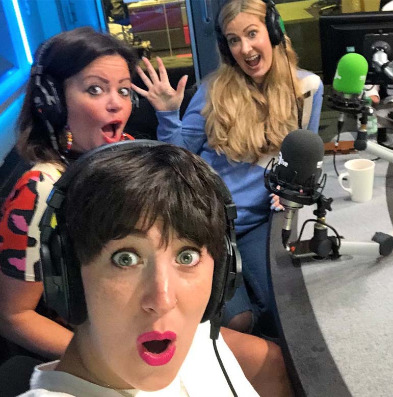 Deborah James, with her podcast pals Lauren Mahon (front) and Rachael Bland