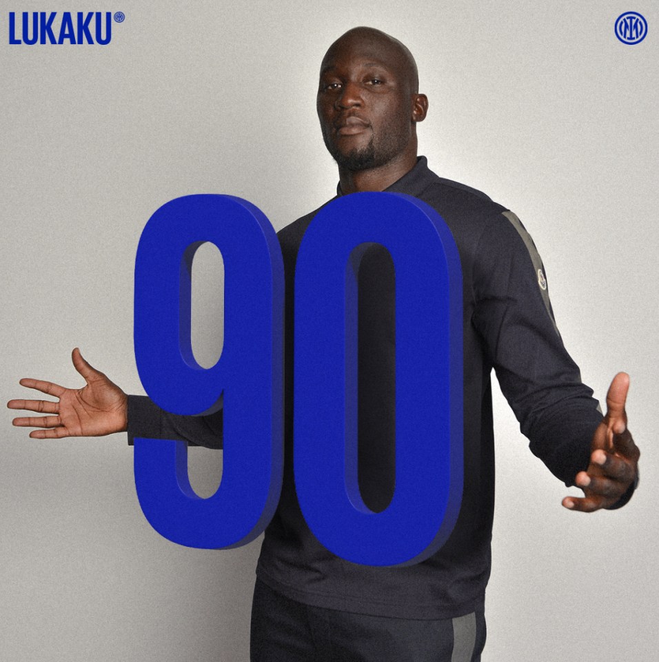 Lukaku will wear No 90 in his second spell at the club