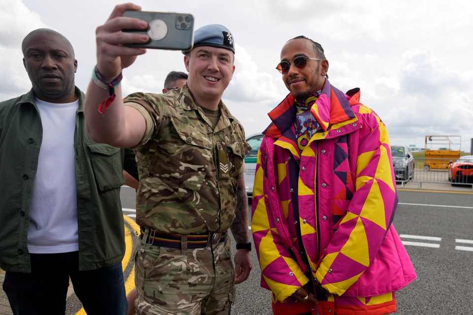 Lewis Hamilton arriving at Silverstone for the British Grand Prix