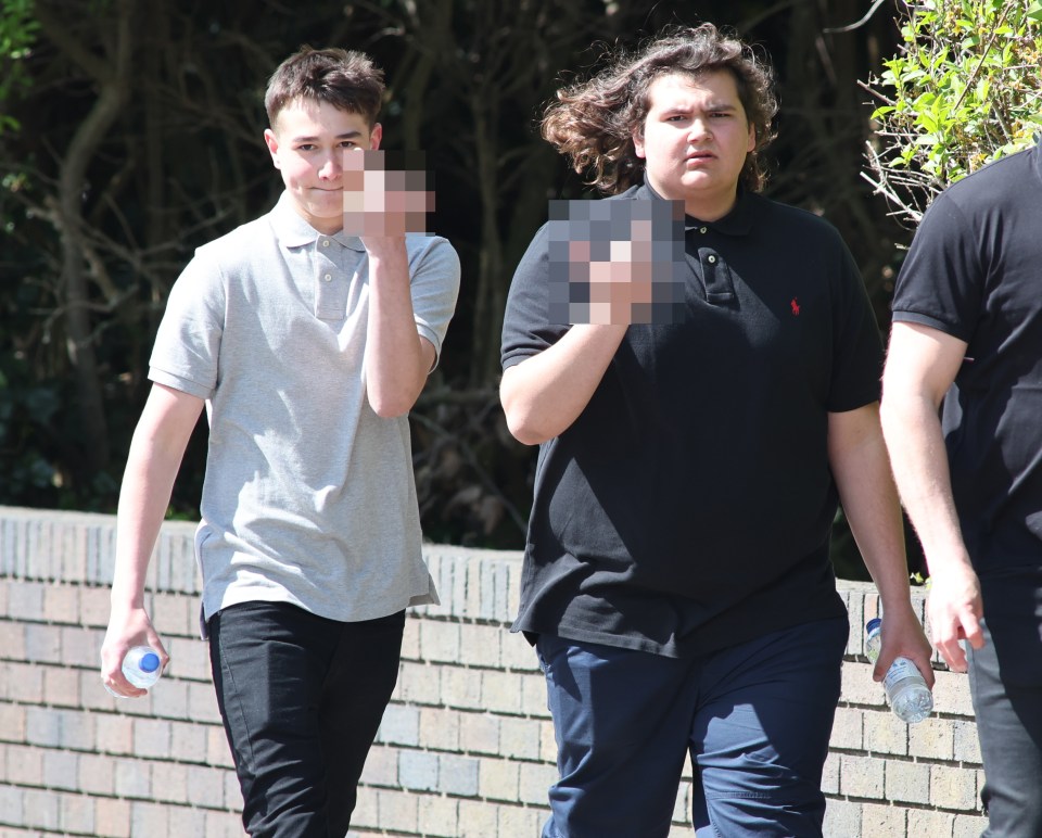 George and Archie Tilley both give the finger as they enter court during a previous appearance