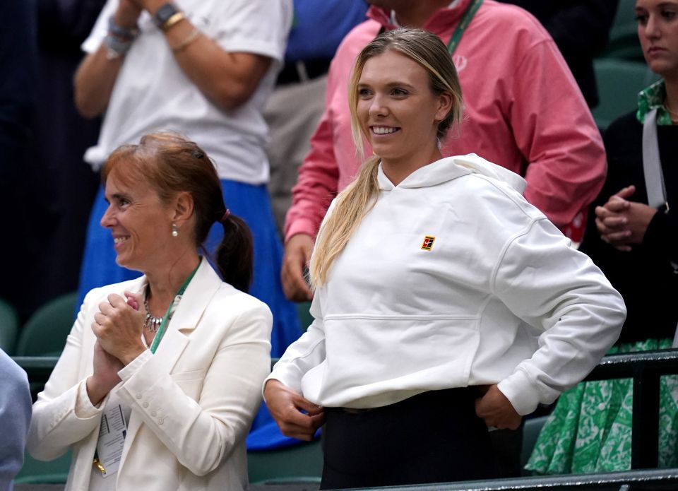 Katie Boulter was in the stands to watch boyfriend De Minaur in action