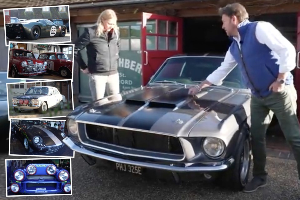 James shows Jodie Kidd around his car collection