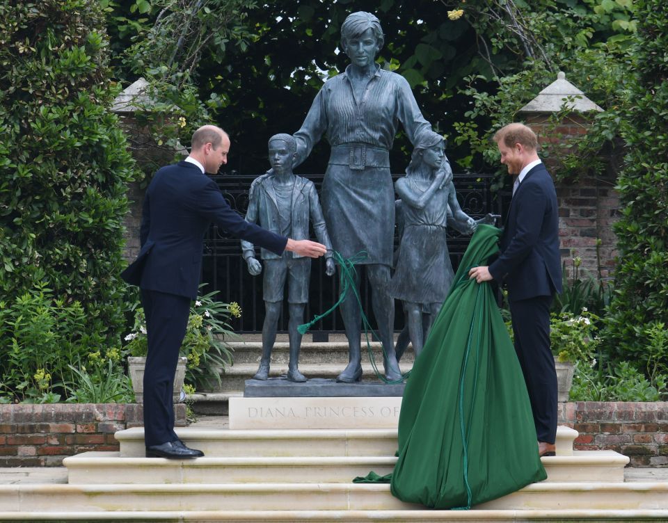 William and Harry unveiled this statue to their late mother last year in Kensington Palace’s sunken garden