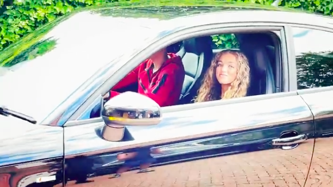 The siblings couldn't wait to sit in Junior's new Audi