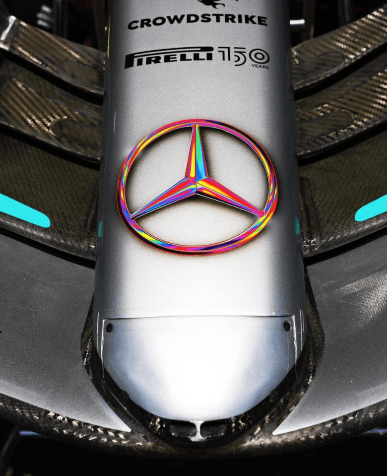 Mercedes have changed their badge to rainbow colours in support of the LGBTQ+ community for the next three races