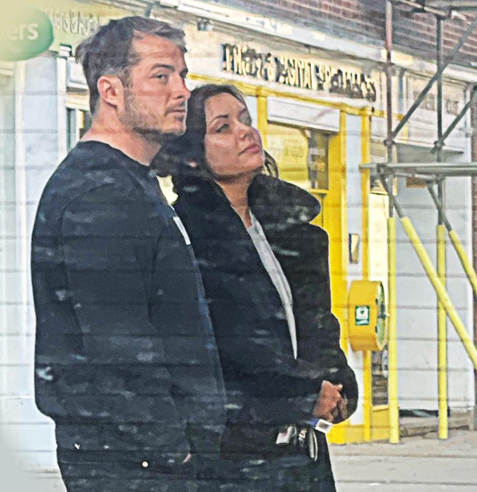 Shona McGarty and Max Bowden hold hands after popping out to a kebab van