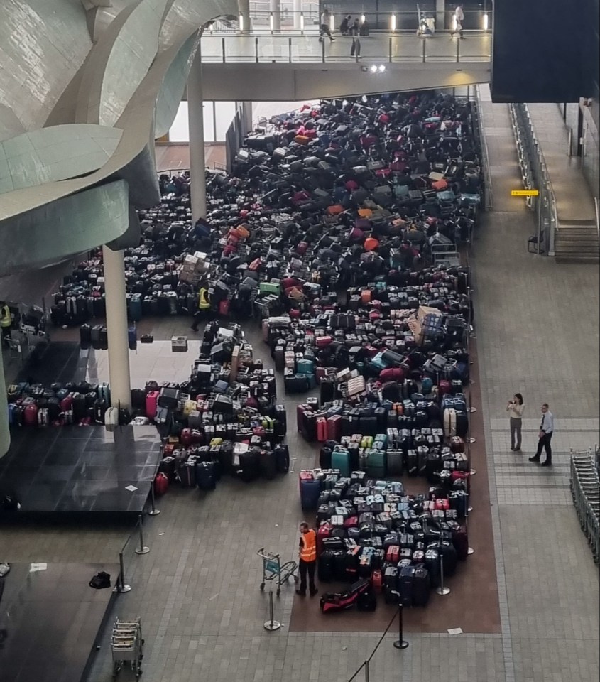 Horror scenes at Heathrow Terminal 2 as thousands of pieces of luggage was piled up unclaimed