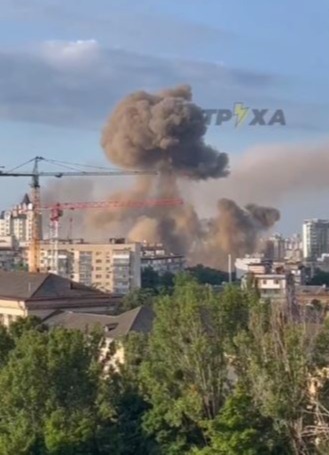 The strike on Kyiv sparked a massive cloud of smoke