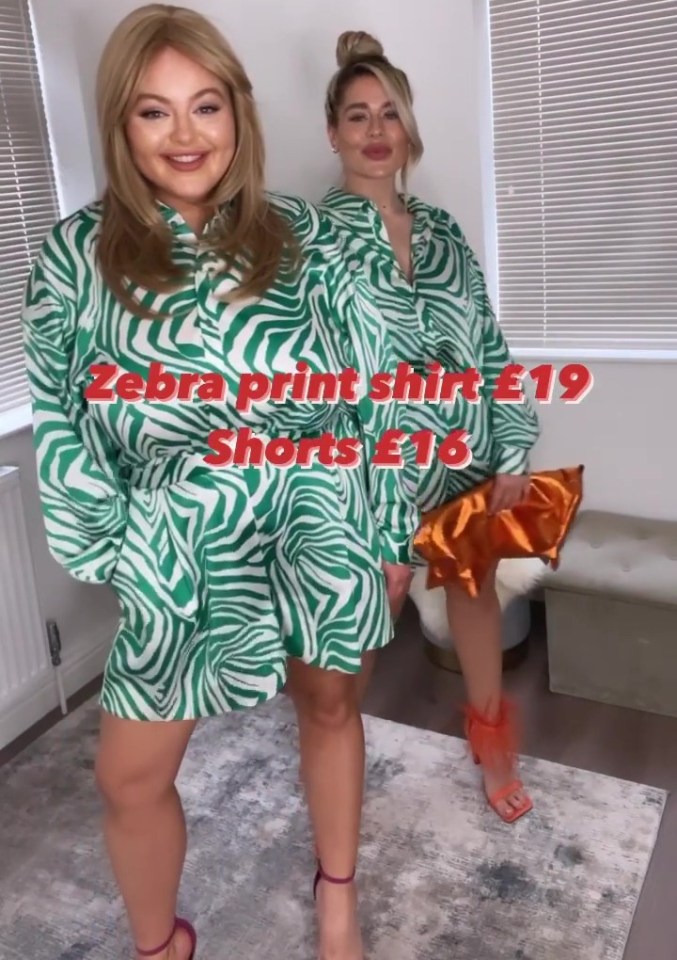 The pair tried on a zebra print co-ord which looked stunning on them both