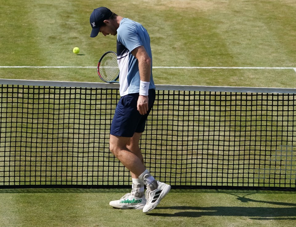 Murray grew frustrated and it the net with his racket