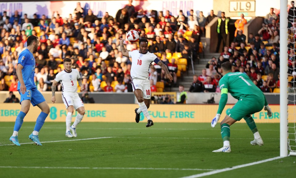 Raheem Sterling missed England's best chance of the night