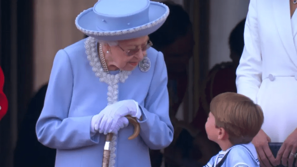 At Trooping the Colour, Louis was seen chatting to Queen during the flyover