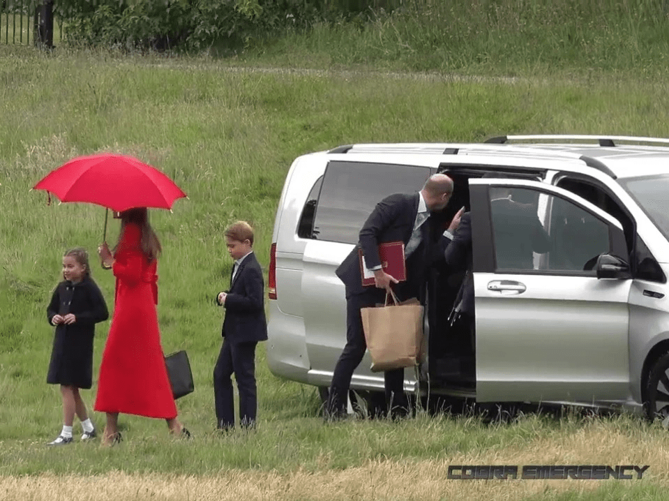 Prince William adorably blew a kiss to his son as the Cambridge family left for Cardiff