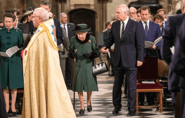 Andrew had accompanied the Queen to a memorial service for Prince Philip